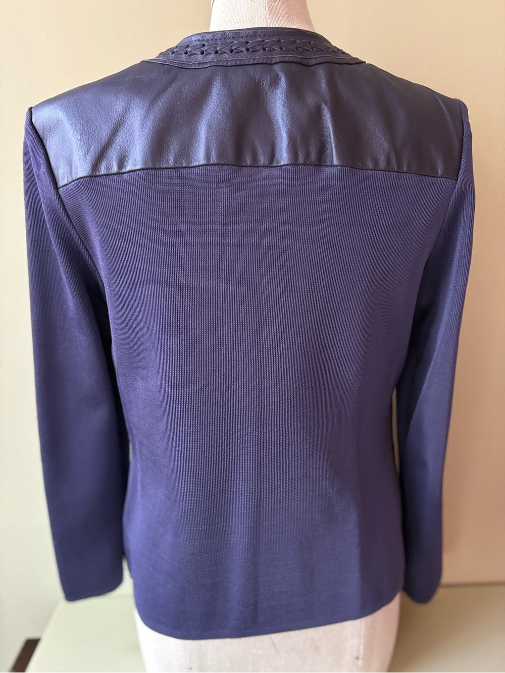 Peter Nygard Purple  Leather and knit Jacket Sz M - Picture 4 of 8